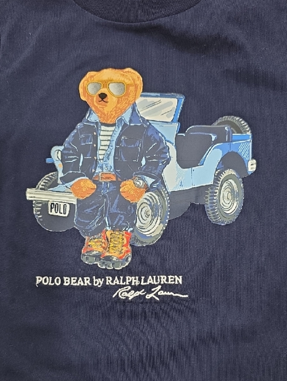 NWOT Ralph Lauren Navy Polo Bear Tee with Light Blue Jeep Graphic Size 18 Months - Picture 2 of 4